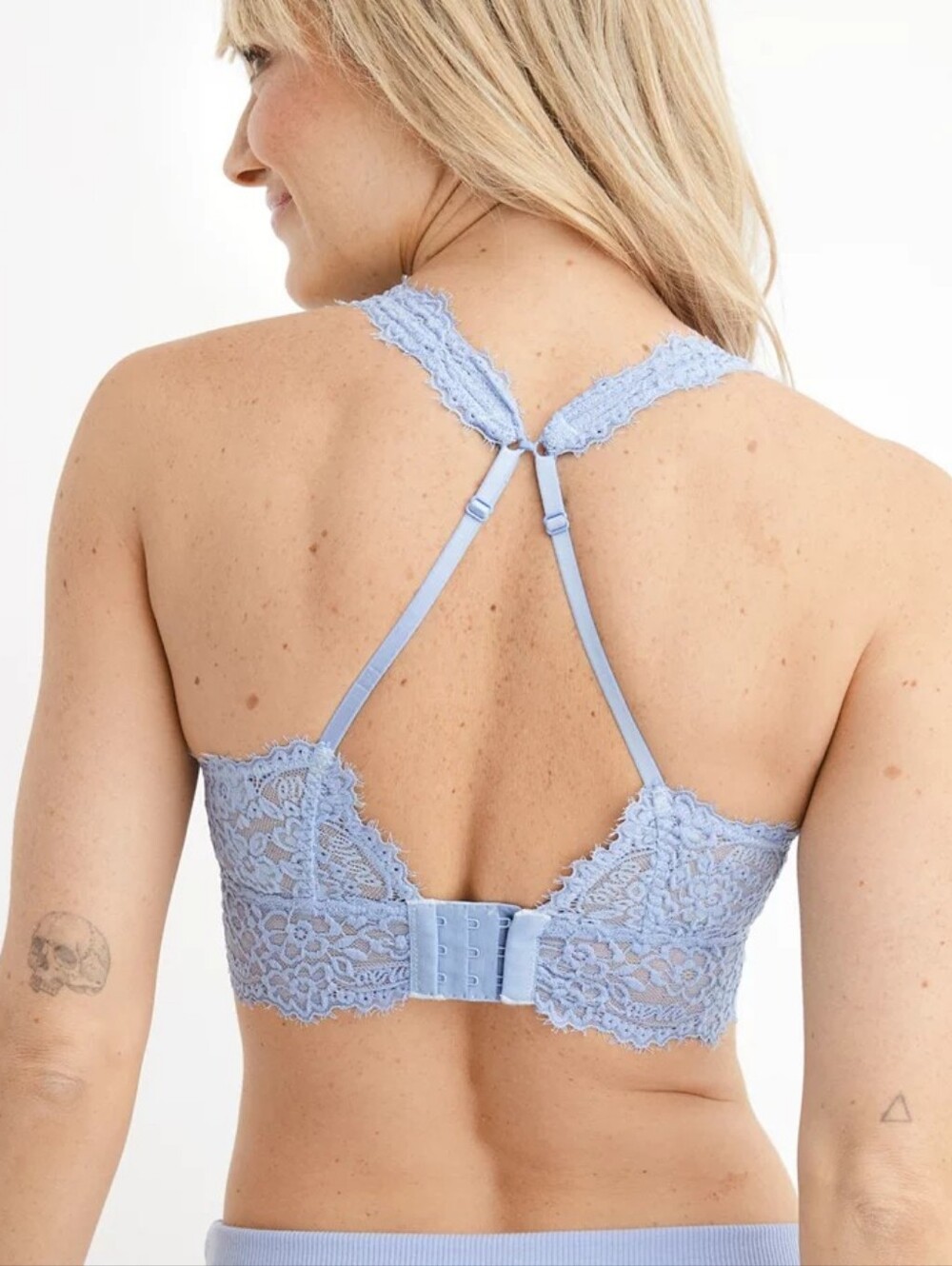 Aerie | Blue Eyelash Lace Plunge Bralette Size XL - Picture 3 of 13